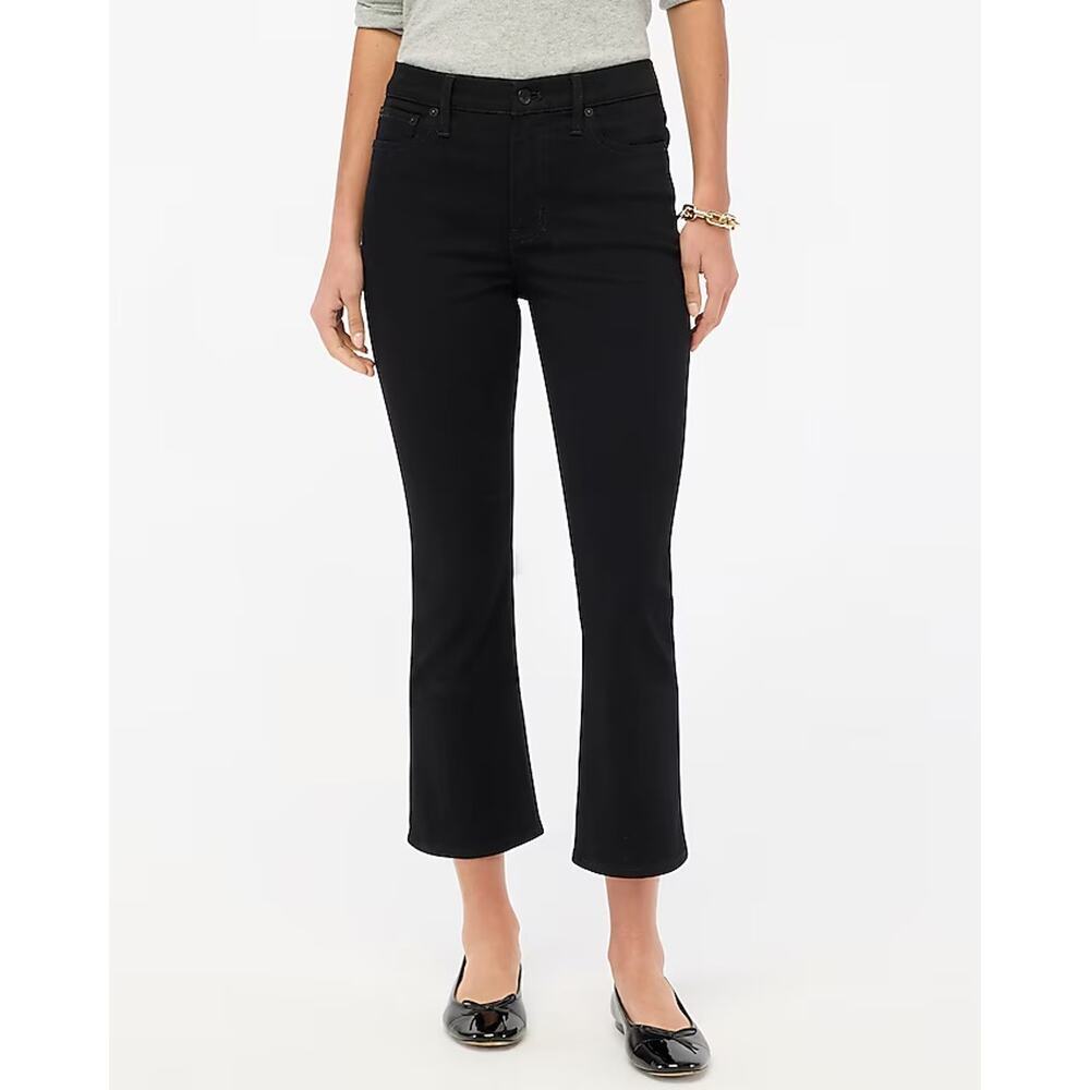 NWT J.Crew Mid Rise Flare Crop Jean In Black Size 31